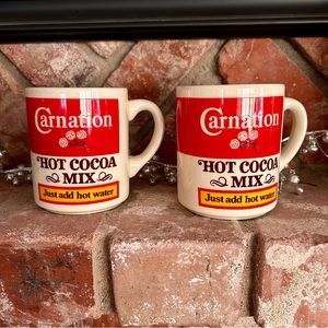 Pair of Vintage Carnation Hot Cocoa Mix Mugs